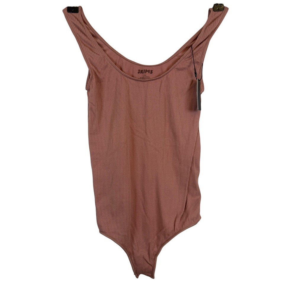 Skims Rose Clay Ribbed Scoop Tank Bodysuit L/XL Sleeveless Rose Quartz NWT